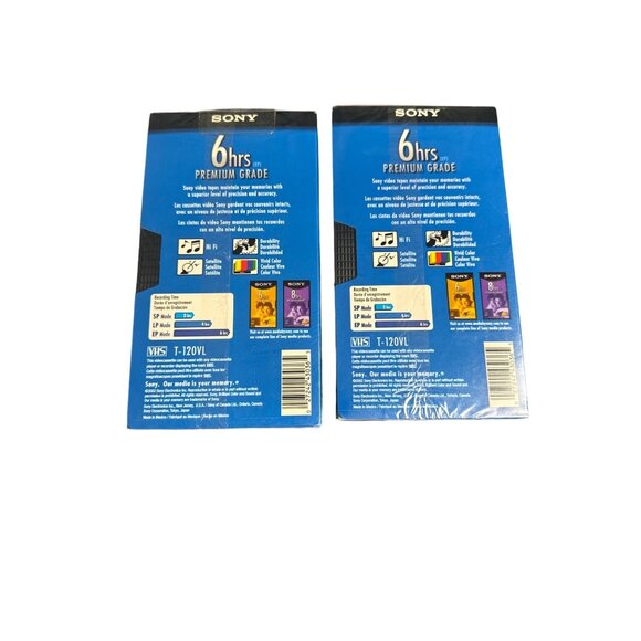 Sony 6-Hour VHS T-120 Premium Grade High Durability Sealed 2-Pack - Picture 2 of 3